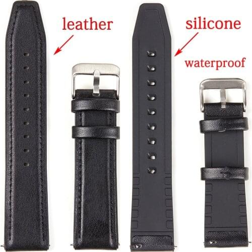 Waterproof Leather Watch Band 22mm for Huawei Watch 2 Strap Gt 2 Band Hybrid Genuine Leather and Silicone Band Quick Release