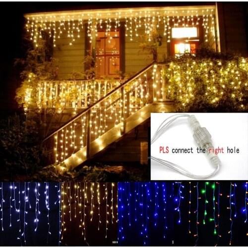 5M Christmas Garland LED Curtain Icicle String Lights Droop 0.4-0.6m Garland Street Mall Eaves Christmas Decorative Fairy Lights