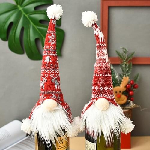 Christmas Decorations for Home Faceless Doll Wine Bottle Cover Navidad Christmas Decoration New Year 2022 Gifts