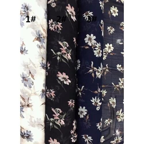 145cm width Chiffon crepe fabric flowers pattern can see through for skirt suit-dress headband CH-7516