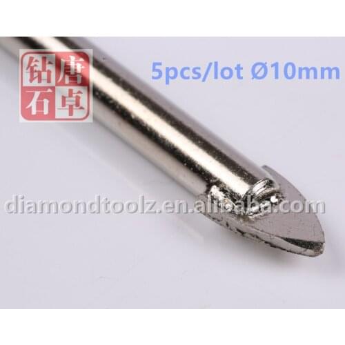 Talentool Free Shipping 5pcs/lot 10mm 0.39 inch Spear Point Tungsten Carbide Drill Bit for Drilling Glass Ceramic Tile Porcelain