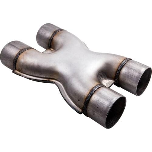Universal Crossover X-Pipe Dual 2.5"In/Out Stainless Steel Exhaust Tip X-Pipe