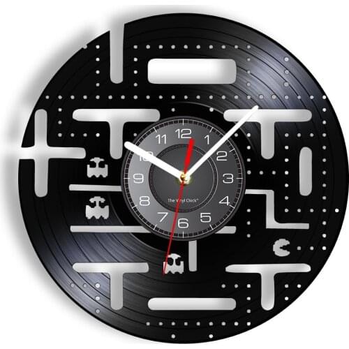Retro Video Game Vintage Vinyl Record Wall Clock For Boys Game Room Re-purposed Record Clock Watch Unique Play Room Wall Decor