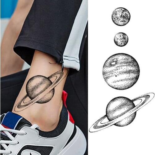 Design Fake Planet Universe Temporary Tattoos For Men Body Art Women Arm Tattoo Stickers Kids Realistic Tattoo