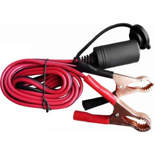 Battery Clip-on Car Cigarette Lighter Socket 50A 18AWG Adapter Car Battery Pump Alligator Extension Cord with Battery Clamp