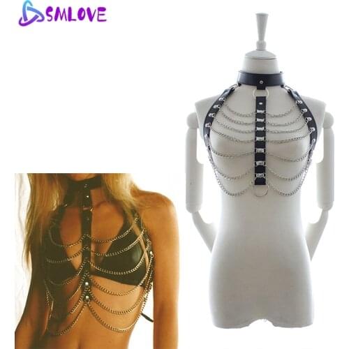SMLOVE Lingerie Leather Set Sex Erotic Accessories Harness Body Bondage Sex Toys for Women Adult Game Outfit Suspenders Straps