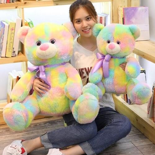 1pc 45/60cm Cute Animal Colorful Rainbow Teddy Bear Plush Toys Stuffed Doll Birthday Presents For Children Kids