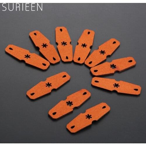 10pcs Brown Slingshot Pouches Pouch Microfiber Leather+Multi Hole Outdoor Hunting Catapult Rubber Band Accessories 48mm*16mm*7mm