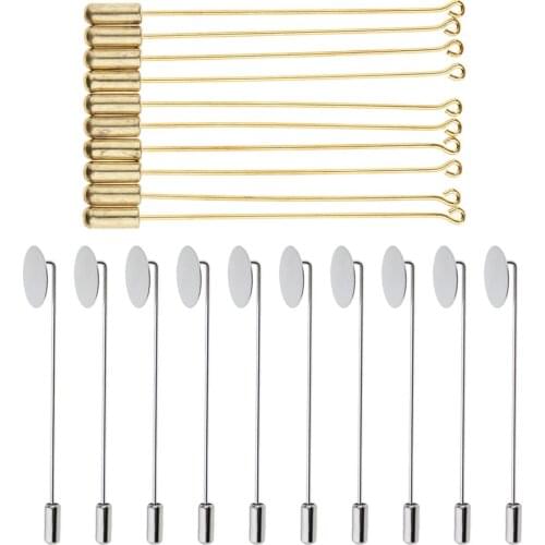 20pcs Copper Brooches Pin Lapel Pin Boutonniere Pin Stick Pin Findings 7.5cm