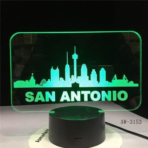 City SAN ANTONIO 3D Lamp for Bedside DecorBright Base Table Night Light Lamp Nightlight Hologram Wonderful Gift