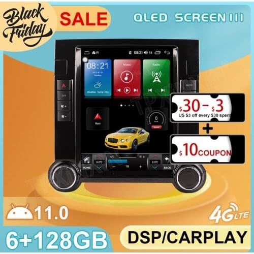 Android 11 6+128GB Tesla Style for Volkswagen Touareg 2003 GPS Car Navigation Multimedia Video Stereo Player Radio Carplay 2 DIN