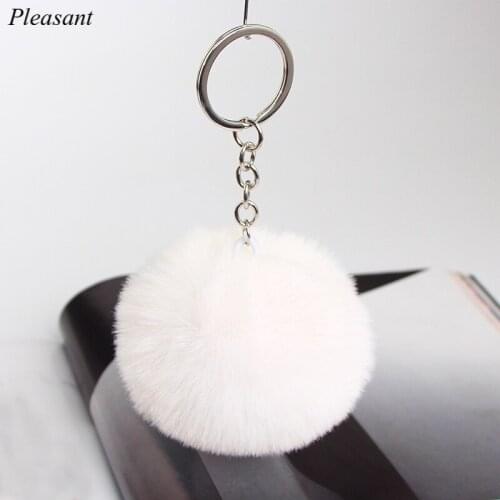 10PCS/set of 8cm Fur Ball Keychain Plush Bag Car Key Pendant Jewelry Key Ring Accessories Wholesale Free Shipping