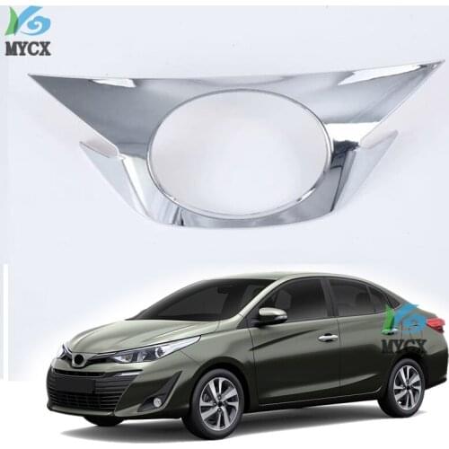 For Toyota VIOS 2019 Car Decoration ABS Chrome Front mark on both sides of the middle net cover frame