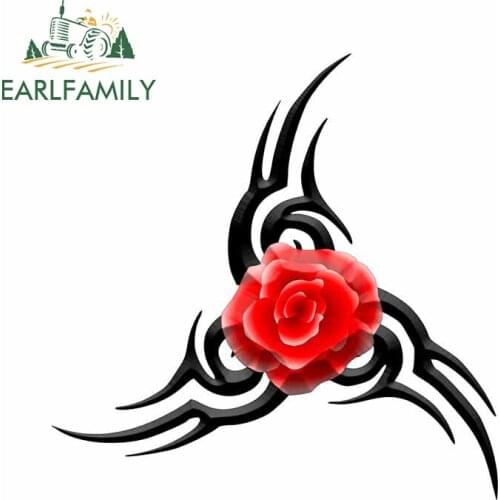 EARLFAMILY 13cm x 12.7cm for Triskel and Rose Car Stickers Scratch-proof Window Personality Decal Graphics for Vehicle Bumper