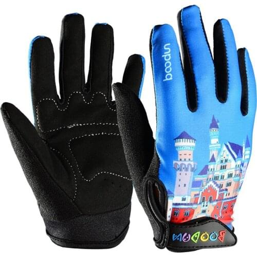 2019 Gel Cycling Gloves bike Full Finger Children MTB Gloves Guantes Ciclismo Kids Boys Girls BMX DH Off Road Gloves Green
