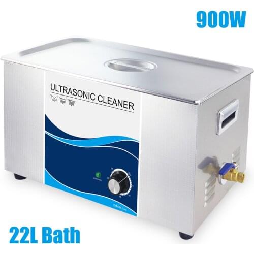 Ultrasonic Bath 22L Cleaner 900W Industrial Washing Device Timer Setting Stainless Steel Shell Oil Dust Stain Removal Machine