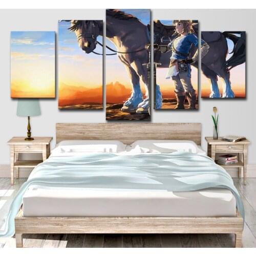 No Framed Canvas 5Pcs Zelda Game Breath of the Wild Wall Posters Painting Home Decor Accessories Living Room Decoration Pictures