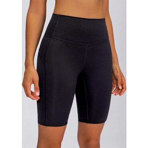 LANTECH Women Yoga Shorts Soft Nylon Fitness Exercise Shorts High Waist Solid Sport Workout Shorts Sportswear Gym Athletic