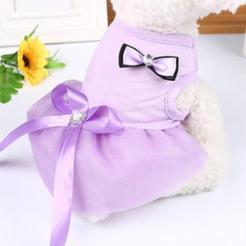 Puppy Princess Dress Summer Bowknot Vest Dress For Small Dogs Cotton Breathable Pet Skirt Cool Thin Dog Dress For Chihuahua