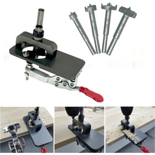 15mm-35mm Cup Style Hinge Jig Boring Hole Drill Guide Forstner Door Hole Template Wood Cutter W/ Fixture Woodworking Tools