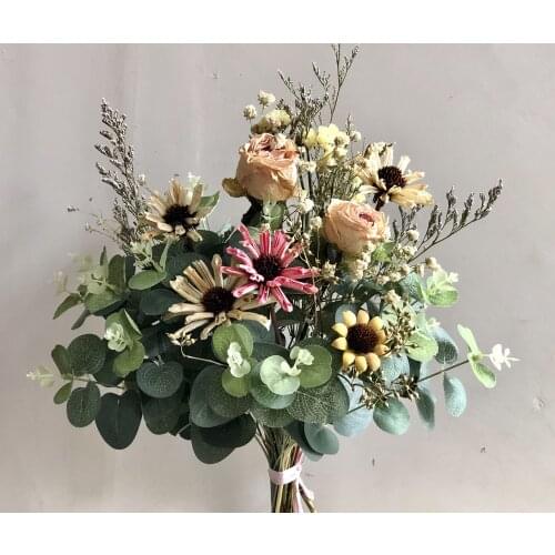 Natural Rose Gypsophila Dried Flower Artificial Fake Eucalyptus Bouquet Home Table Wall Decor Photography Props Wedding Gift