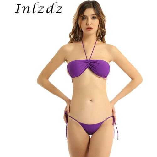 Lingerie Bikini Bra Panties Set Womens Front Drawstring Bra with Thong Swimsuit Butterfly Flower Printed Lace-up Bathing Suit