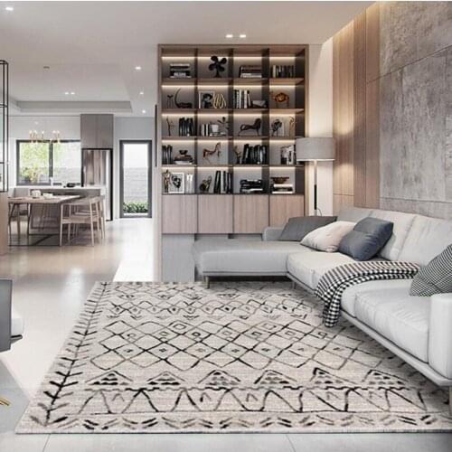 Nordic Living Room Decorative Carpet Modern Non-slip Home Bedroom Entrance Table Stepping Mat Crystal Velvet Abstract Rug