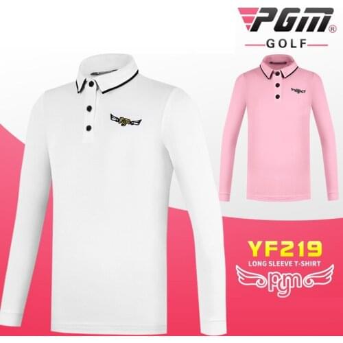 Golf Clothing Girl Spring Autumn Golf Tshirt Children Long Sleeve Striped Stand Collar School Outdoor Sports Clothes D0840