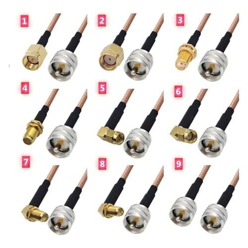 RPSMA/SMA To PL259 UHF Male plug Adapter Male & Female 50ohm Nut Pigtail RG316 Straight Extension Coax Jumper