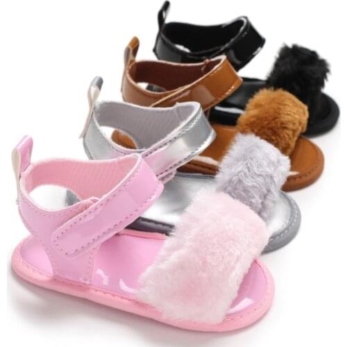 Baby Sandals Fur Cute Infant Girls Sandal Baby Shoes Children Sandal Summer Toddler Princess Non-slip Crib Shoes For Girl