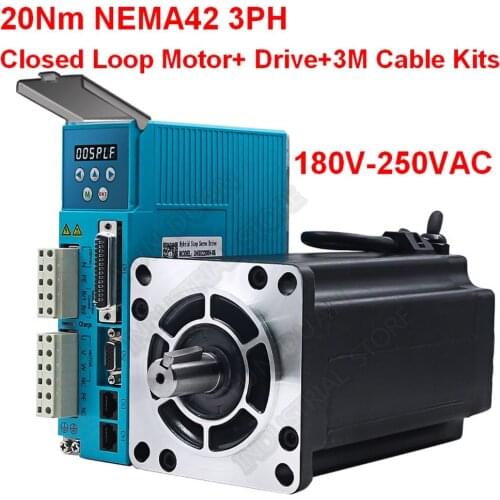 JMC 20Nm Closed Loop Stepper Motor Driver 110V 250V 8A 3PH Nema42 2000RPM 110mm 110 Hybird Encoder AC Easy Servo Drive Kits