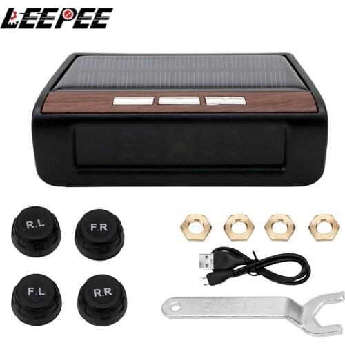 Car TPMS Tyre Pressure Monitoring System Solar Power Digital LCD Display Auto Security Alarm Systems Monitor Temperature Warning