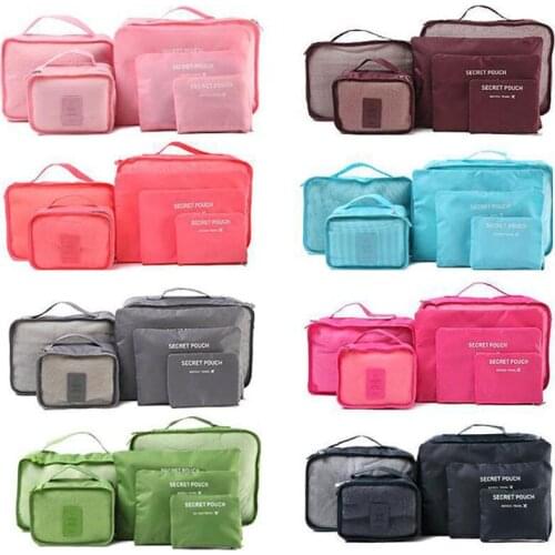 Packages Accepted 6pcs Travel Organizer Bag Clothes Pouch Portable Storage Case Luggage Suitcase Waterproof Nylon Mesh