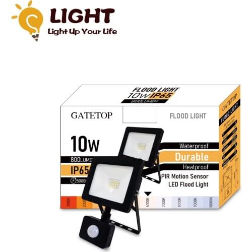 LED Floodlight 10W Motion Sensor Cold White Light 6000K Human Body Induction Water Proof Lamp Outdoor Lighting