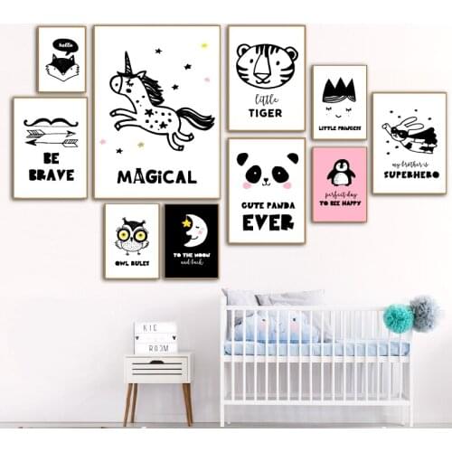 Nursery Decoration Cartoon Cute Animals Nordic Posters and Prints Scandinavian Style Wall Art Canvas Painting Kids Room Picture