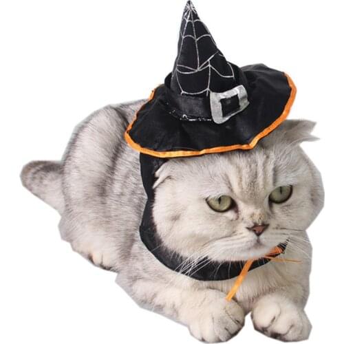 Magic Wizard Cat Hat Halloween Mysterious Cat Puppy Cute Wizard Hat Pet Dog Cosplay Costume Festive Party Decoration