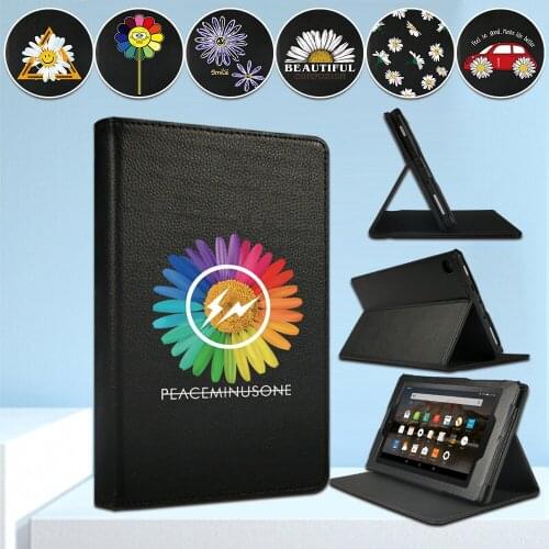 Protective Case for Amazon Fire 7 HD 10 (5th/7th/9th Gen) /HD 8(6th/7th/8th Gen) Daisy Pattern Series Front Bracket Tablet Case