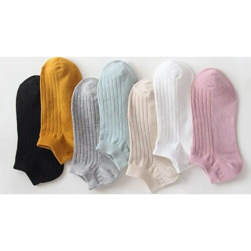 Womens socks pure cotton Japanese pure color socks cotton shallow boat socks spring and summer simple personality womens socks