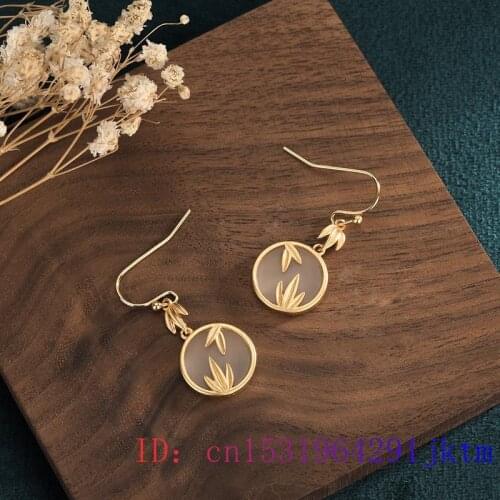 White Jade Leaf Earrings 925 Silver Amulet Crystal Jewelry Natural Zircon Fashion Gemstone Women Chalcedony Charm Gifts
