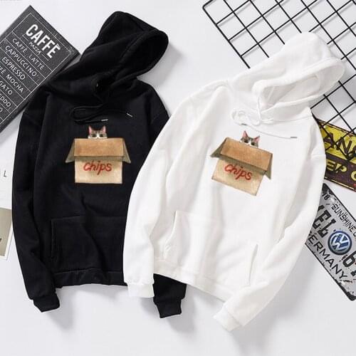 2019 Autumn Winter Hoodies and Sweatshirts Women Kawaii Cartoon Cat Loose Casual Streetwear Pullover Female Sudaderas Mujer Coat