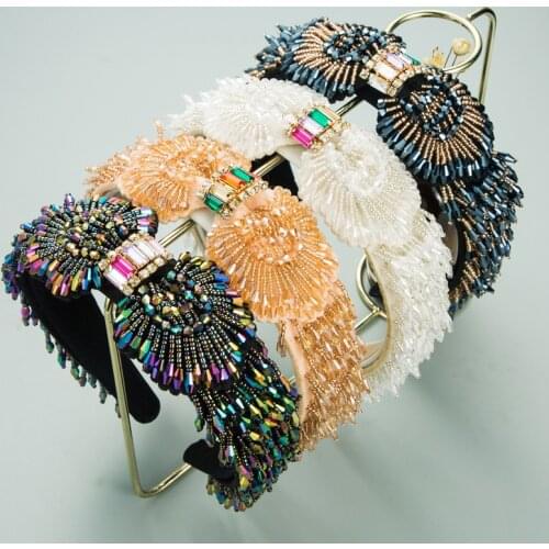 Luxury Crystal Fringe Headbands Boutique Hair Accessories Women Baroque Diamond-studded Wide-brimmed Prom Hairband Hair Hoop New