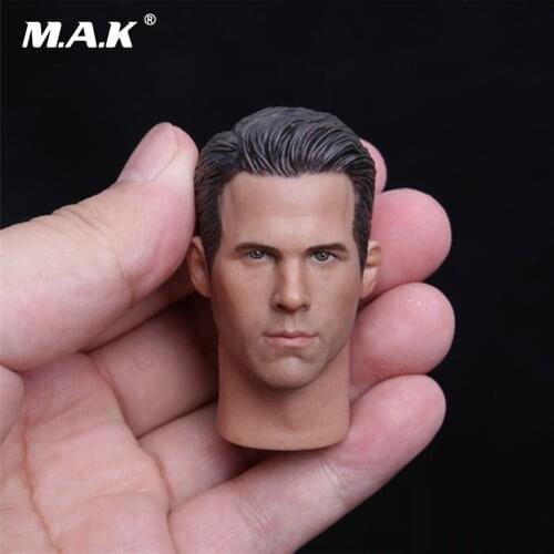 1:6 Male Head Sculpt Deadpool Ryan Reynolds Head Carving with Neck for 12'' Action Figure Body