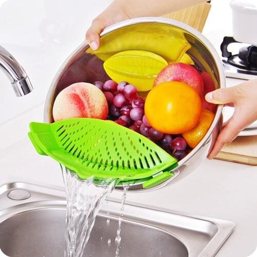 1 pcs Silicone Snap Strainer Hands-Free Clip-on Heat Resistant Colander Pour Spout for Pasta Vegetable Noodles Pot Bowl Pan