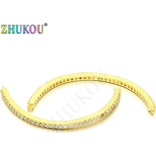 2.5*45mm Brass Cubic Zirconia Curved Tube Beads DIY Necklace Pendants Jewelry Accessory Findings , Model: VW13