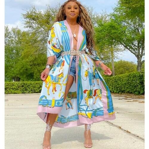 African Dresses For Women Long Sleeve Cardigan 2021 Vetement Femme Dashiki Print Africa Dress Clothes Dashiki Dresses Ladies