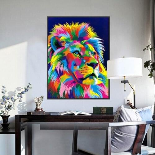 Watercolor Lion Pop Abstract Wall Art Canvas Painting Nordic Posters And Prints Wall Pictures For Living Kids Room Decoration