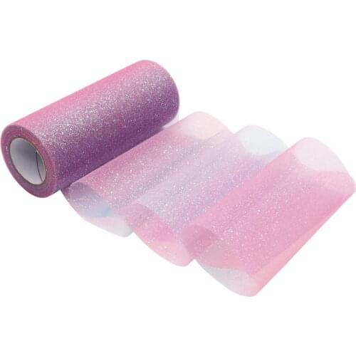 Glitter Tulle Rainbow Rolls 15 Cm * 10 Yards for Wedding Table Runner Chair Sash DIY Tutu Skirt Birthday Party Gift Ribbon Decor
