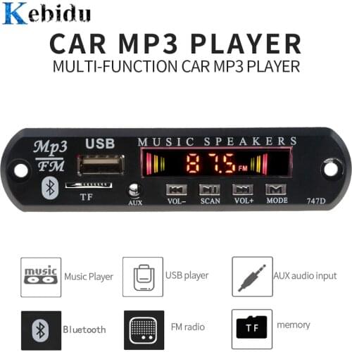 Kebidu Bluetooth MP3 Player Decoder Board 3.5mm AUX Module FM Radio TF USB Receiver Car kit Audio for IPhone 8 XS Huawei Speaker