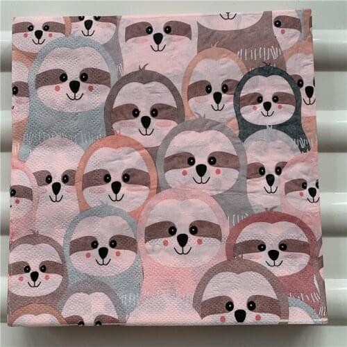 Decoupage wedding birthday party Napkin paper cute tissue cartoon animal bear fox deer vintage beautiful serviettes decor 20