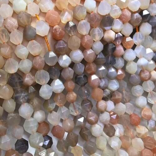 Natural stone beads colorful moonstone hand cut faceted perle sunstone needlework loose Bead Jewelry Making DIY design Bracelet